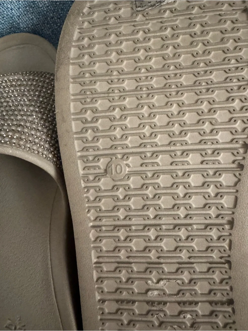 Skechers Women's Taupe Beaded Slide - Size 10